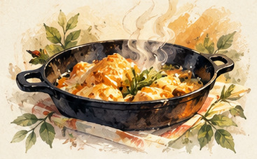 Illustration of a skillet dish
